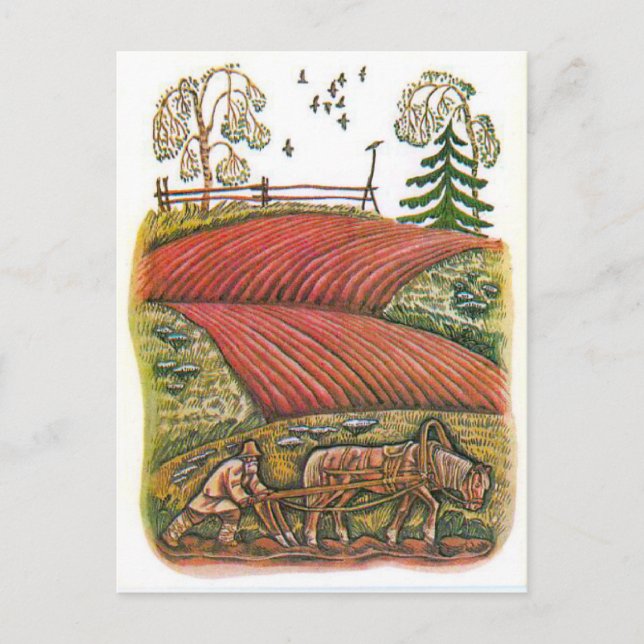 Vintage Russian illustrations, Aesop's fables 2 Postcard (Front)