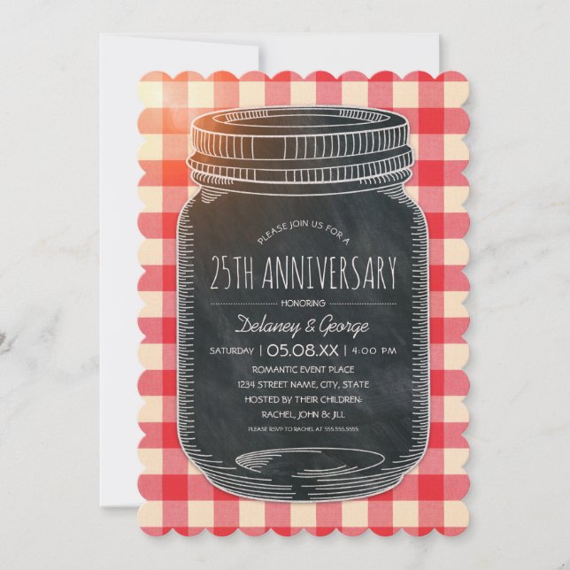 Vintage Rustic 25th Wedding Anniversary Picnic Invitation (Front)