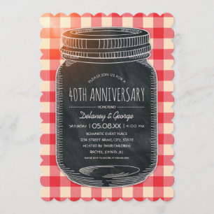 Vintage Rustic 40th Wedding Anniversary Picnic Invitation