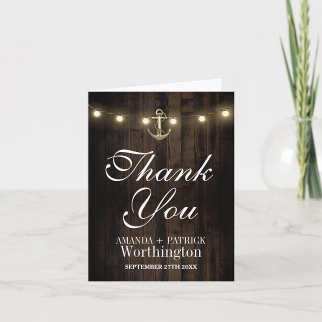 Vintage Rustic Anchor Nautical Thank You Cards (Front)