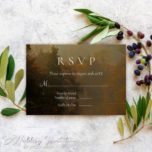 Vintage Rustic Autumn Forest Wedding RSVP Card