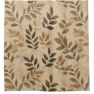 Vintage Rustic Autumn Leaves in Golden Brown Hue Shower Curtain