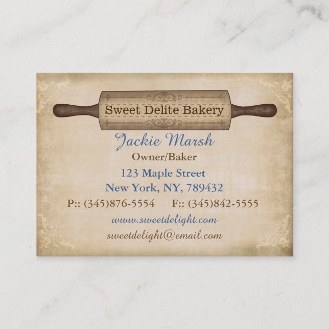 Vintage Rustic Bakery Business Card Template (Front)