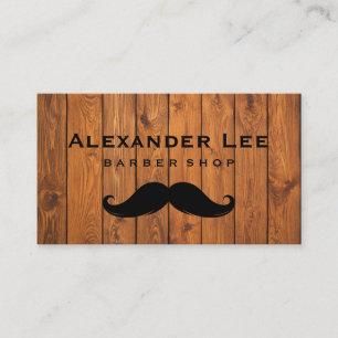 Vintage Rustic Barber Shop Wood Grain Business Card