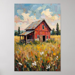 Vintage Rustic Barn Countryside Art Poster