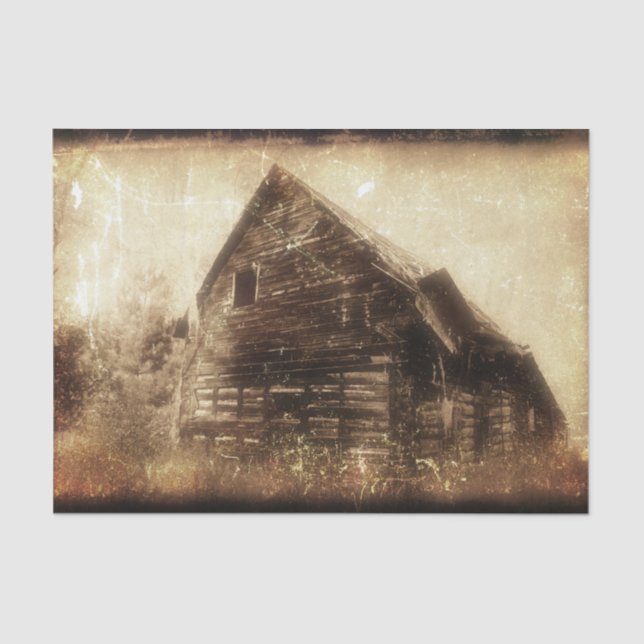 Vintage Rustic Barn Sepia Country Texture Tissue Paper (Front)
