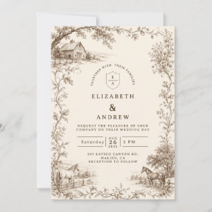 Vintage Rustic Barn Wedding Invitation