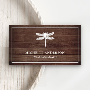 Vintage Rustic Barn Wood Dragonfly Business Card
