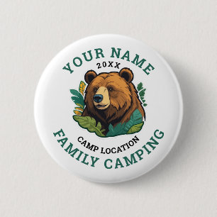 Vintage Rustic Bear Family Camping 6 Cm Round Badge