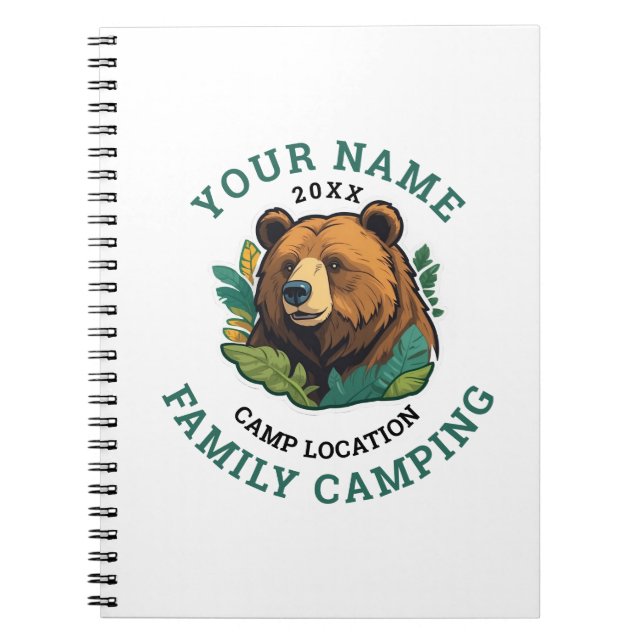 Vintage Rustic Bear Family Camping Notebook (Front)