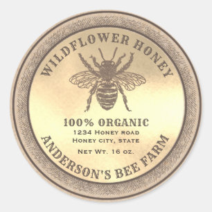 Vintage rustic  bee  honey jar label
