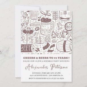 Vintage Rustic Beer Men 72nd birthday Invitation