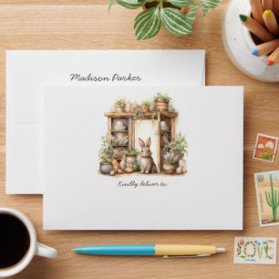 Vintage Rustic Beige Easter Rabbit Envelope