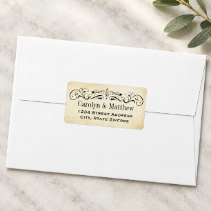 Vintage Rustic Black Flourish Wedding Address Label
