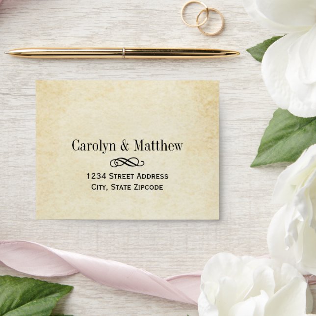 Vintage Rustic Black Flourish Wedding RSVP Envelopes (Wedding)