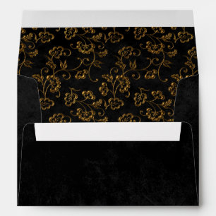 Vintage Rustic Black Gold Filigree Muslim Wedding Envelope