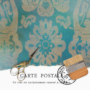 Vintage Rustic Blue Decorative Floral Decoupage Tissue Paper