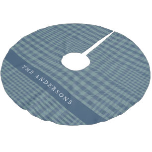 Vintage Rustic Blue Glen Plaid Personalised Brushed Polyester Tree Skirt