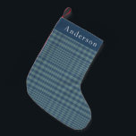 Vintage Rustic Blue Glen Plaid Personalised  Small Christmas Stocking<br><div class="desc">Add a timeless touch to your holiday decor with this vintage rustic blue glen plaid personalised Christmas stocking. Featuring a classic plaid pattern in shades of blue and grey, this masculine stocking is perfect for adding a sophisticated, cosy vibe to your mantle. Ideal for those searching for personalised Christmas stockings,...</div>