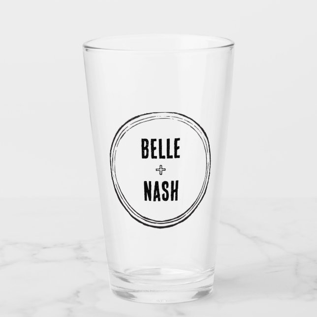 Vintage Rustic Boho Wedding Glass (Front)