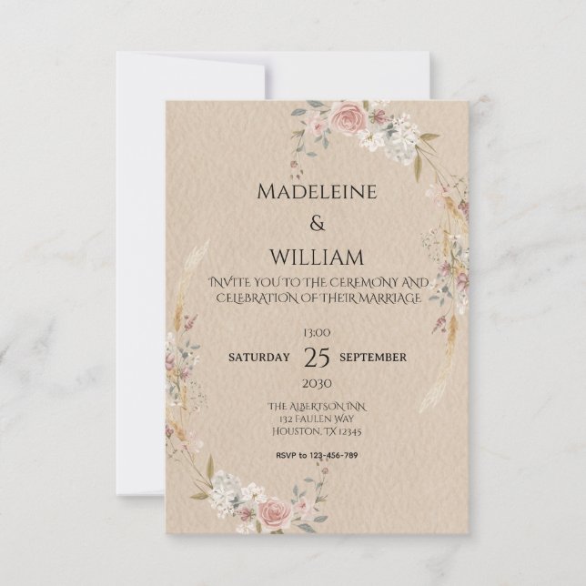 Vintage Rustic Boho Wedding RSVP Card (Front)