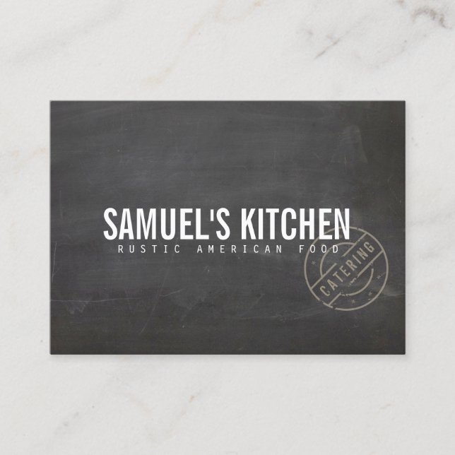 Vintage Rustic Bold Stamped Logo Chalkboard Business Card (Front)