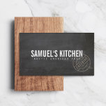 Vintage Rustic Bold Stamped Logo Chalkboard Business Card<br><div class="desc">This designer business card template features a fully customisable name logo and rubber-stamp design element to help brand your business. All elements can be personalised. Rustic and vintage-inspired,  but with a bold,  modern edge. Great for catering companies,  restaurants,  crafters,  bakeries and more. © 1201AM</div>