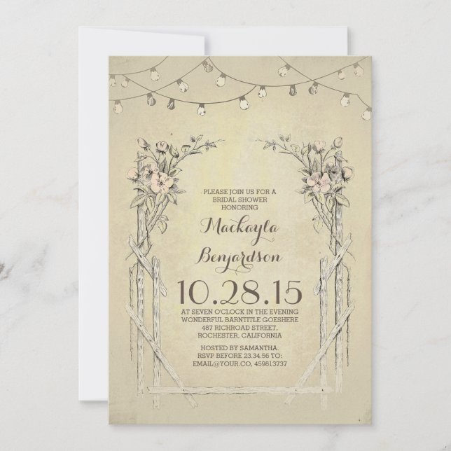 vintage rustic bridal shower invitation (Front)