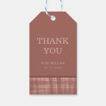 Vintage Rustic Brown Plaid Thank You Tags 