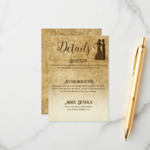 Vintage rustic brown wedding Bride Groom Enclosure Card