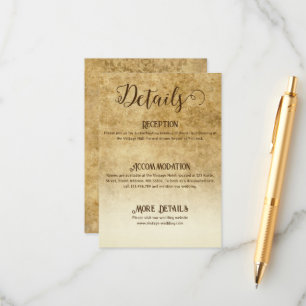 Vintage rustic brown wedding Bride Groom Enclosure Card