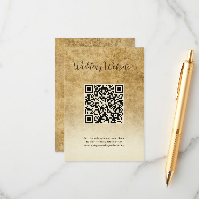 Vintage rustic brown wedding Bride Groom Enclosure Card (Front/Back In Situ)
