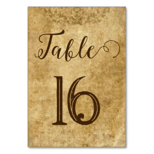 Vintage rustic brown wedding Bride Groom Table Number