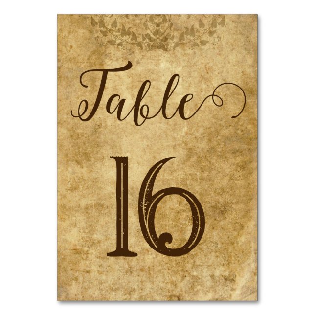 Vintage rustic brown wedding Bride Groom Table Number (Front)