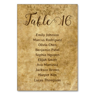 Vintage rustic brown wedding Bride Groom Table Number