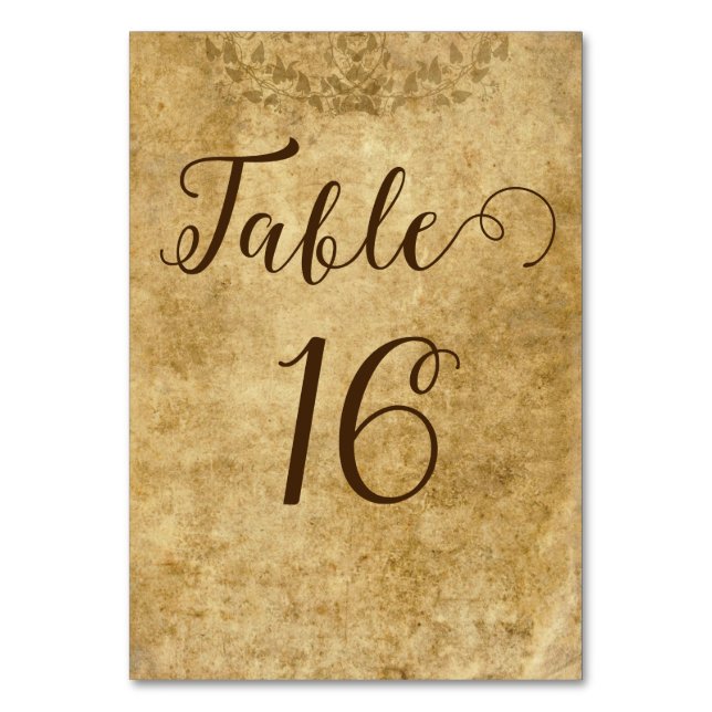 Vintage rustic brown wedding Bride Groom Table Number (Front)