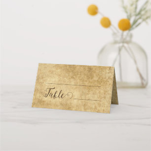Vintage rustic brown wedding number place card