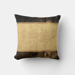 Vintage Rustic Burlap Wood Look #4 Cushion