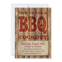 Vintage Rustic Carved Wood design BBQ Invitation
