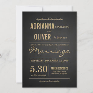 Vintage Rustic Chalkboard Wedding Script Invitation