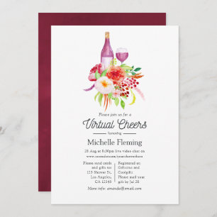 Vintage Rustic Charm Wine Toasting Virtual Shower Invitation