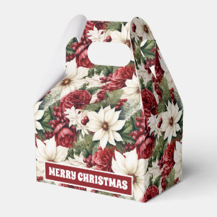 Vintage Rustic Christmas Flowers leaves Pattern Favour Box