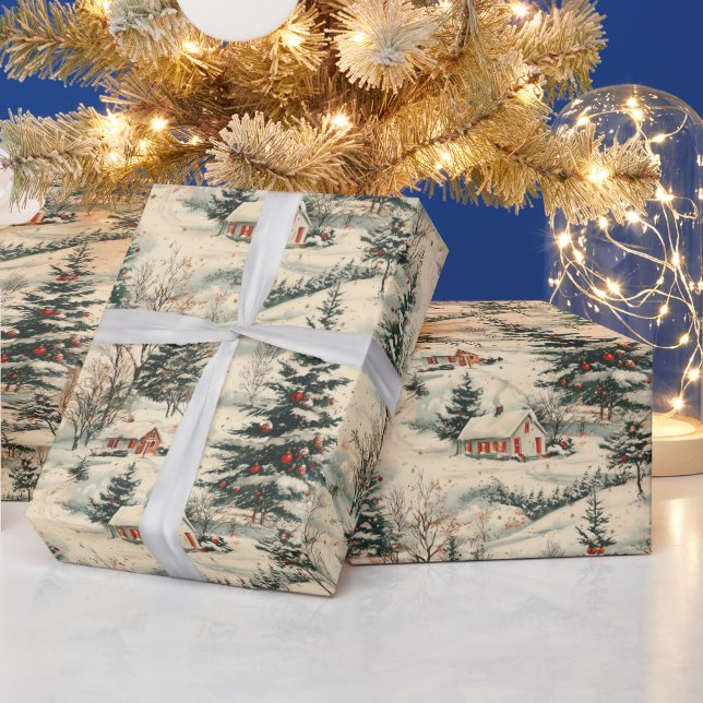 Vintage Rustic Christmas Holiday Wrapping Paper (Holidays)