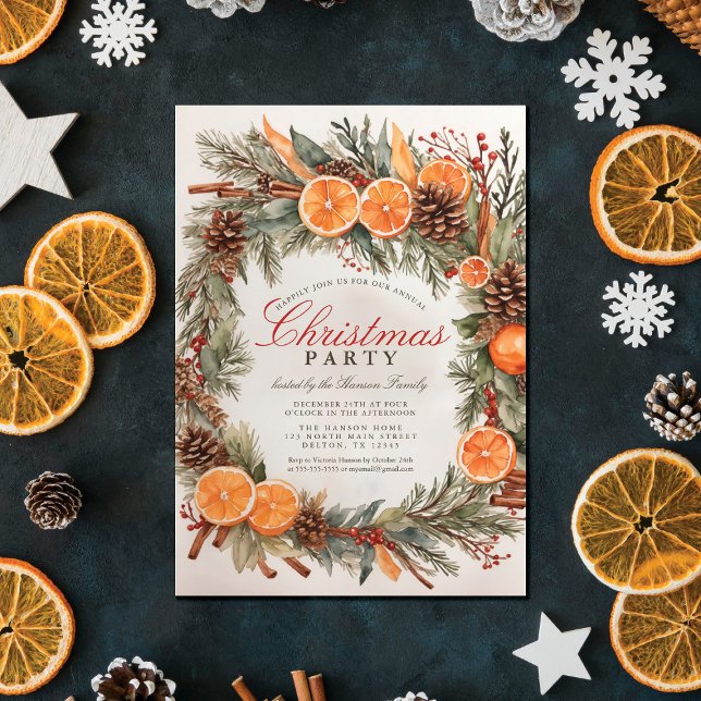 Vintage Rustic Christmas Party: Nostalgic Elegance Invitation (Creator Uploaded)