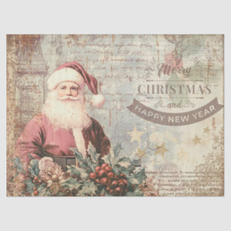Vintage Rustic Christmas Santa Decoupage Craft Tissue Paper