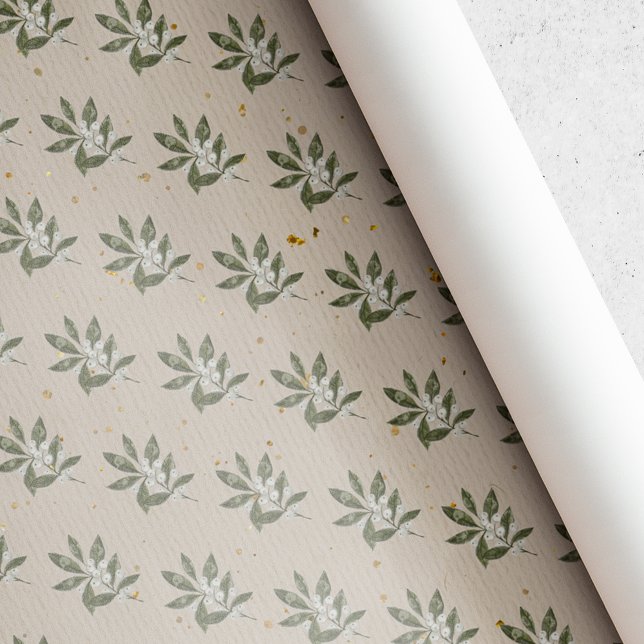 Vintage Rustic Christmas White Berry Wrapping Paper (Creator Uploaded)