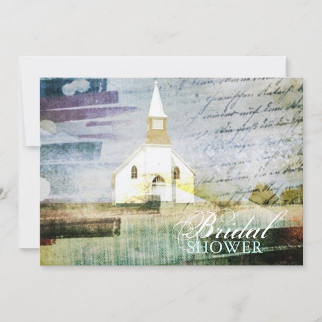 vintage rustic church chapel country bridal shower invitation (Front)