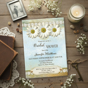 Vintage Rustic Country Daisy Bridal Shower Invitation