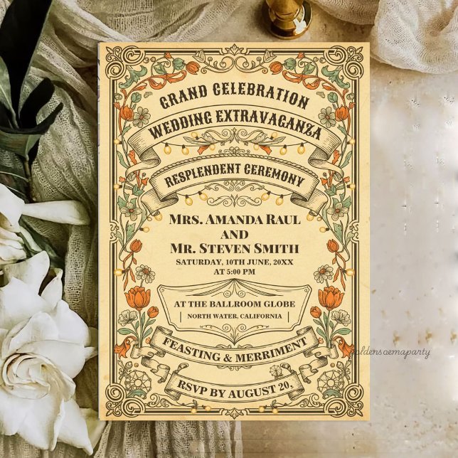 Vintage Rustic Country Fair Wedding Extravaganza Invitation (Vintage Rustic Country Fair Wedding Extravaganza Invitation)