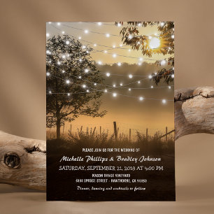 Vintage Rustic Country Lights Wedding Invitation